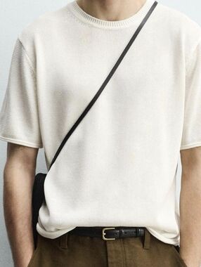 Club Room Cream Short Sleeve Crew Knit Top